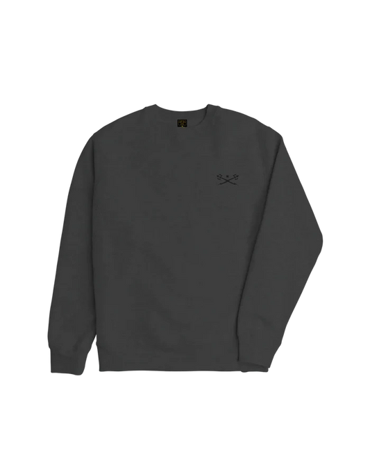 Dark Seas Go To V2 gunmetal heather crewneck fleece sweatshirt with tonal logo embroidery