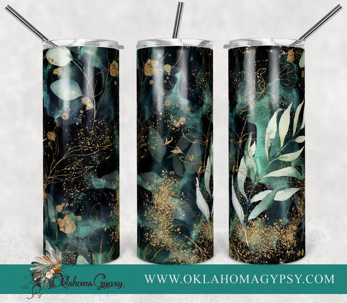 Gold Foil Eucalyptus Floral Digital File Wraps