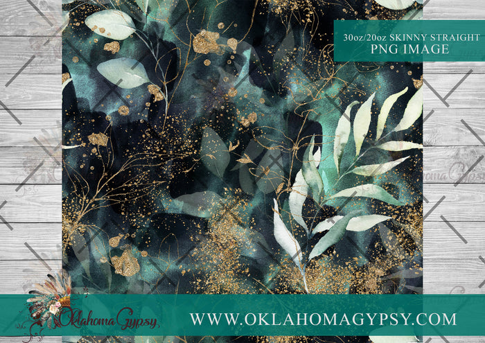 Gold Foil Eucalyptus Floral Digital File Wraps
