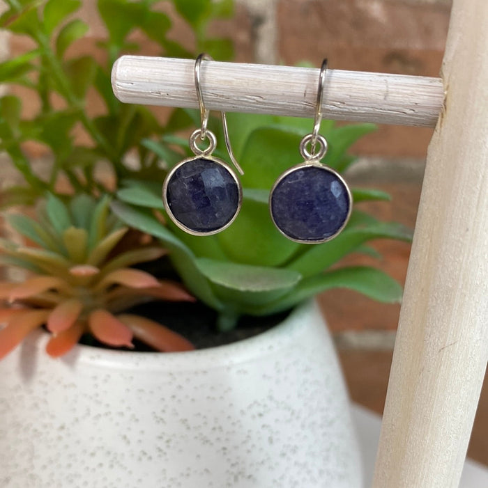 Handmade Gemstone Faceted Bezel Set Earrings in sterling silver-Assorted