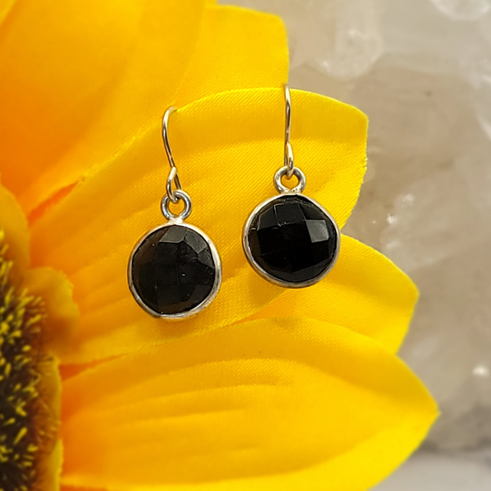 Handmade Gemstone Faceted Bezel Set Earrings in sterling silver-Assorted