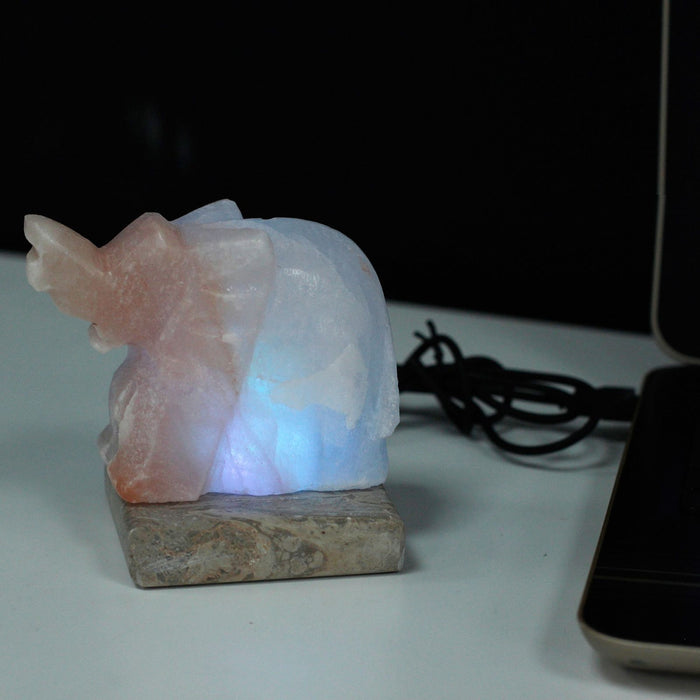 Himalayan Crystal Salt Lamp - USB Elephant Shaped (Multi)
