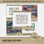 Sparkle and shine this holiday season with these brightly colored holiday light embellishments, frames, borders, papers, and alpha set by Lucky Girl Creative digital art for digital scrapbooking. Great for birthday and celebrations, too!