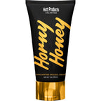 Horny Honey product packaging with black and gold design on a white background