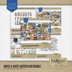 This watercolor house and home bundle by Lucky Girl Creative digital art features embellishments, papers, a brick alpha set, and word art to make your digital scrapbooking pages warm and cozy! Great for documenting your memories of house, home, family, and friends. Embellishments include air conditioner, Alexa, dishwasher, appliance, oven, stove, refrigerator, washing machine, laundry basket, bath tub, faucet, sink, tile, toilet, bean bag, bed, bookcase, book, brick, chimney, computer, door, and more.