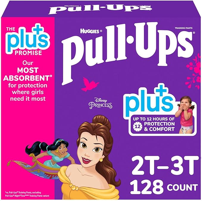 Huggies Pull-Ups Plus, 2T-3T (18-34 lbs. / 8-15Kg) Disnep Princess Themed 128 Count (For Girls) - Shoppers-kart.com