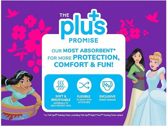 Huggies Pull-Ups Plus, 2T-3T (18-34 lbs. / 8-15Kg) Disnep Princess Themed 128 Count (For Girls) - Shoppers-kart.com