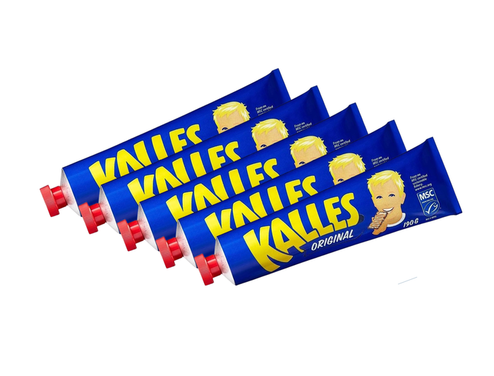 5 x Kalles Kaviar Original 190g tubes – Swedish creamed smoked cod roe spread, MSC-certified, made in Sweden since 1954