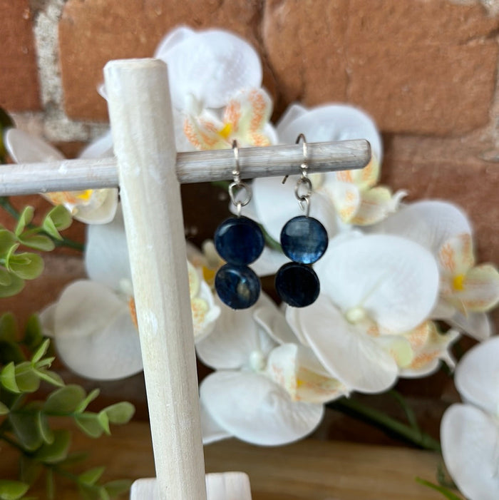 Kyanite SS Earrings Oval or Double Coin .5"