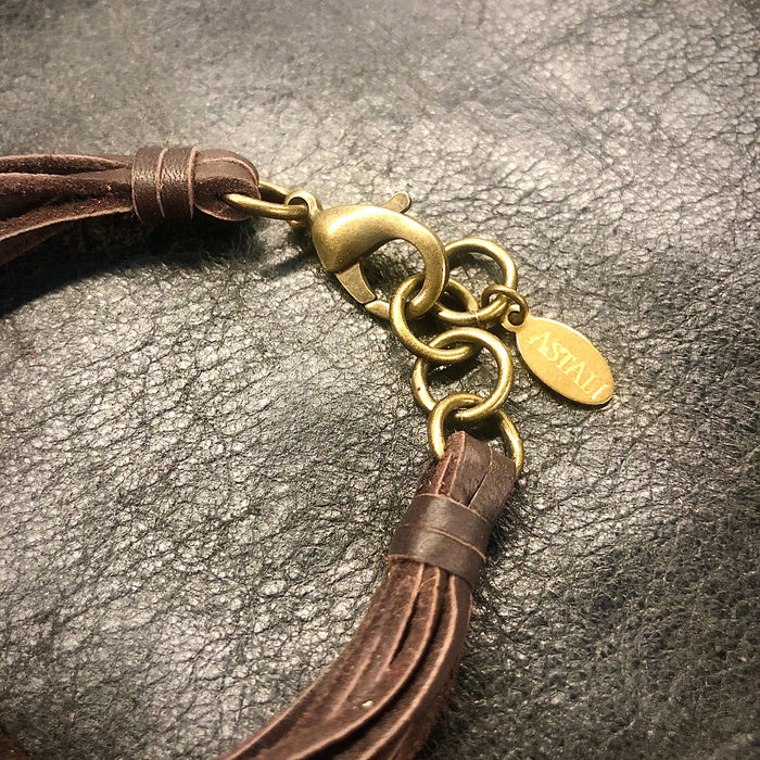 Leather 7-Strand Bracelet-Chocolate Brown & Brass, Boho