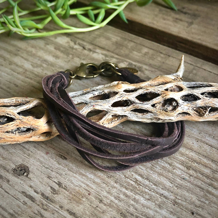 Leather 7-Strand Bracelet-Chocolate Brown & Brass, Boho