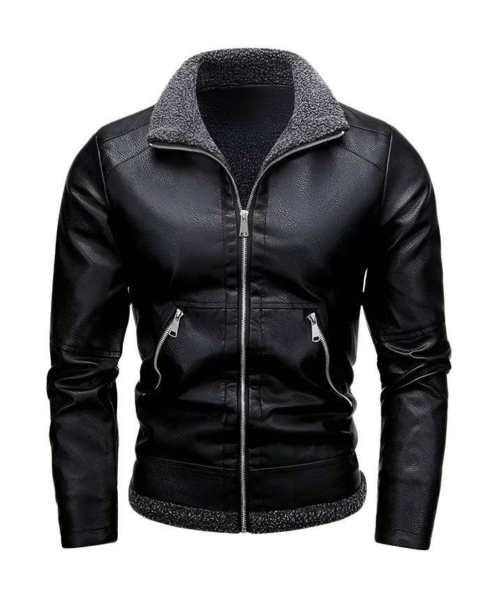 Léo™ | Elegant fleece-lined leather jacket