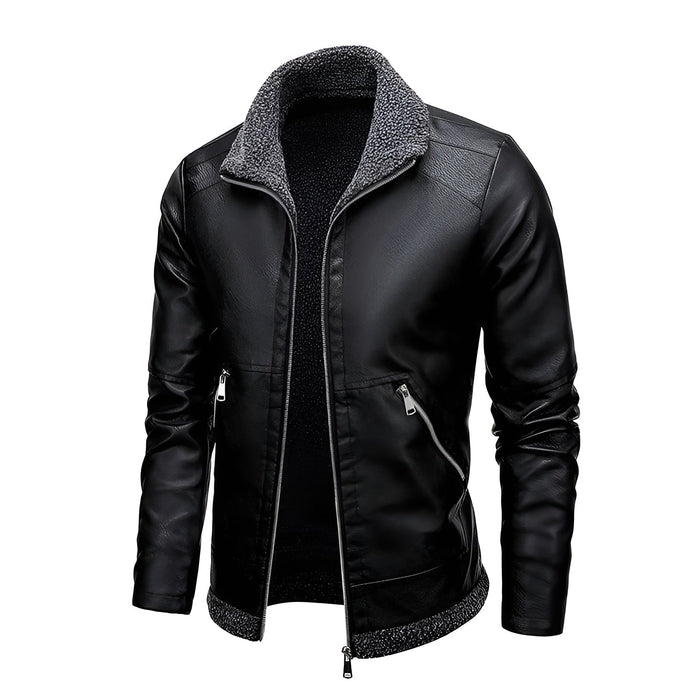 Léo™ | Elegant fleece-lined leather jacket