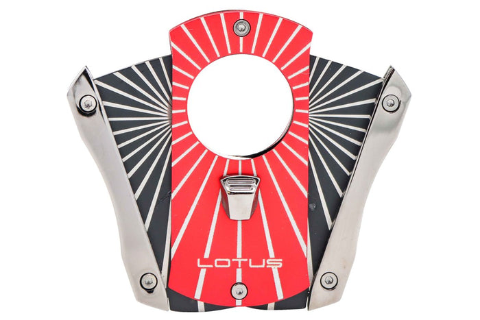 Lotus Red and Black Starburst Deception Technicolor 62 Ring Gauge Straight Cigar Cutter - 24-C408