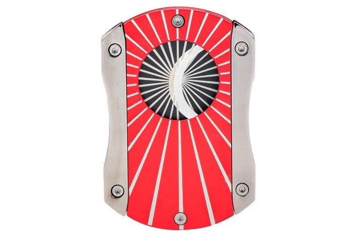 Lotus Red and Black Starburst Deception Technicolor 62 Ring Gauge Straight Cigar Cutter - 24-C408