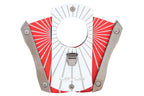 Lotus White and Red Starburst Deception Technicolor 62 Ring Gauge Straight Cigar Cutter -24-C406