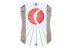 Lotus White and Red Starburst Deception Technicolor 62 Ring Gauge Straight Cigar Cutter -24-C406