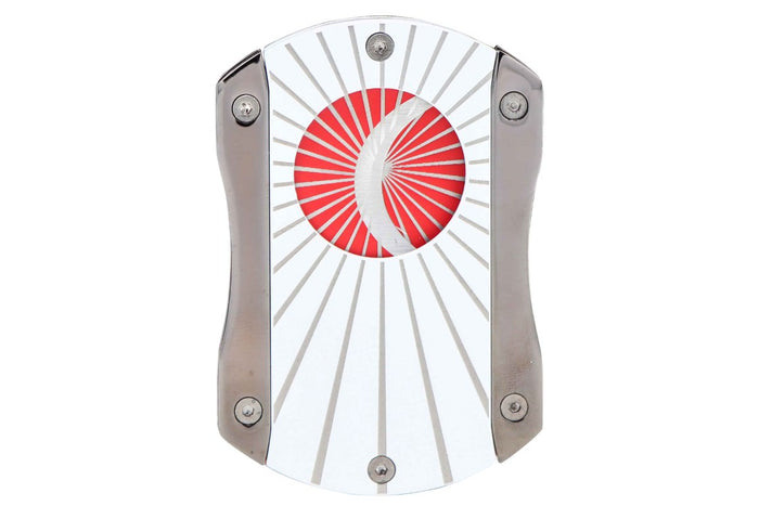 Lotus White and Red Starburst Deception Technicolor 62 Ring Gauge Straight Cigar Cutter -24-C406