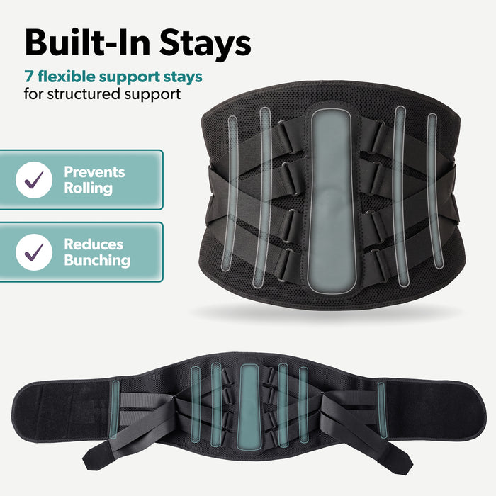 Seven built in stays help the brace keep you supported to preven rolling