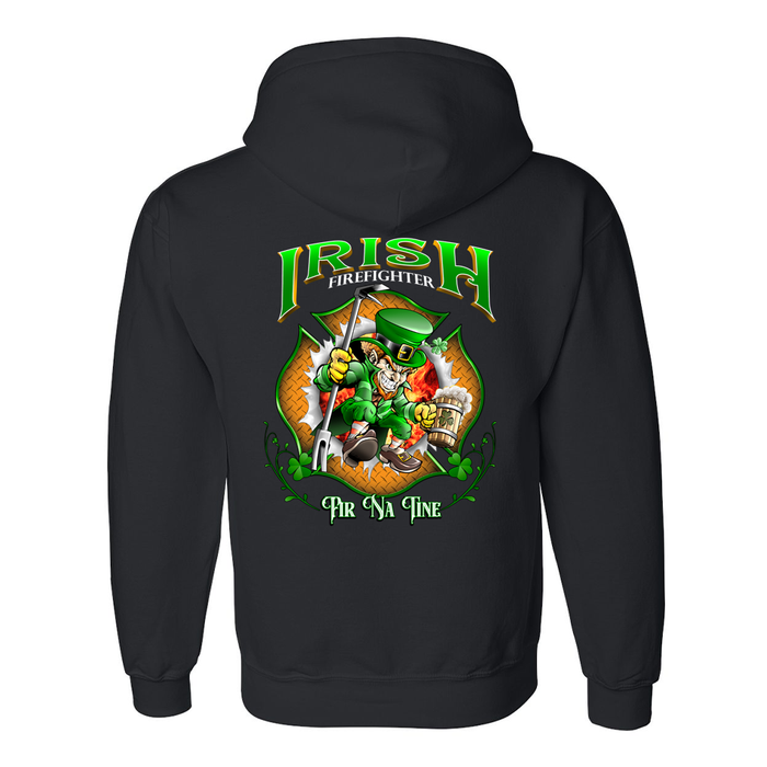 Lucky Leprechaun Firefighter Hoodie fire department St. Patrick's Day humor sweatshirt