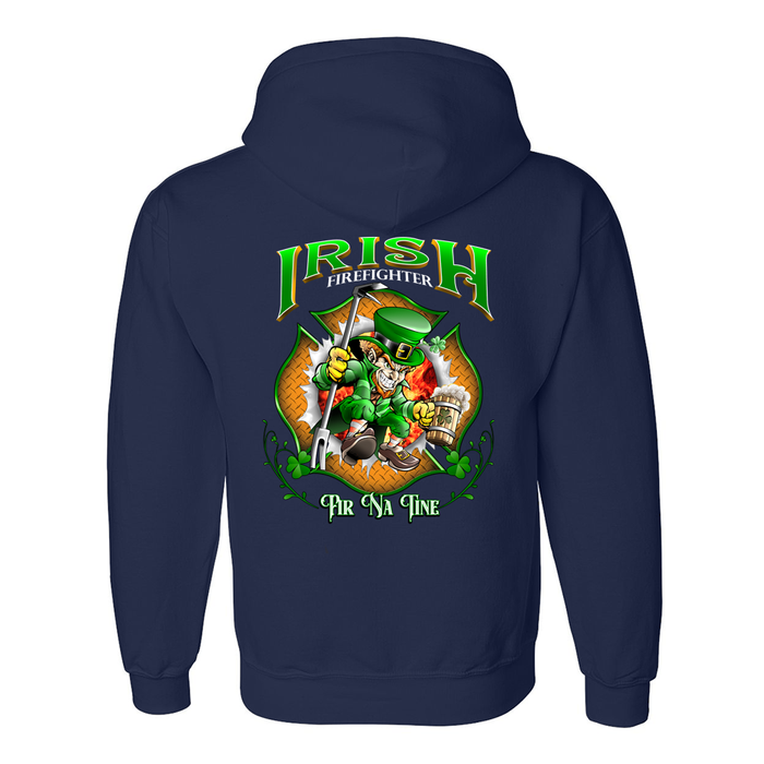 Lucky Leprechaun Firefighter Hoodie fire department St. Patrick's Day humor sweatshirt