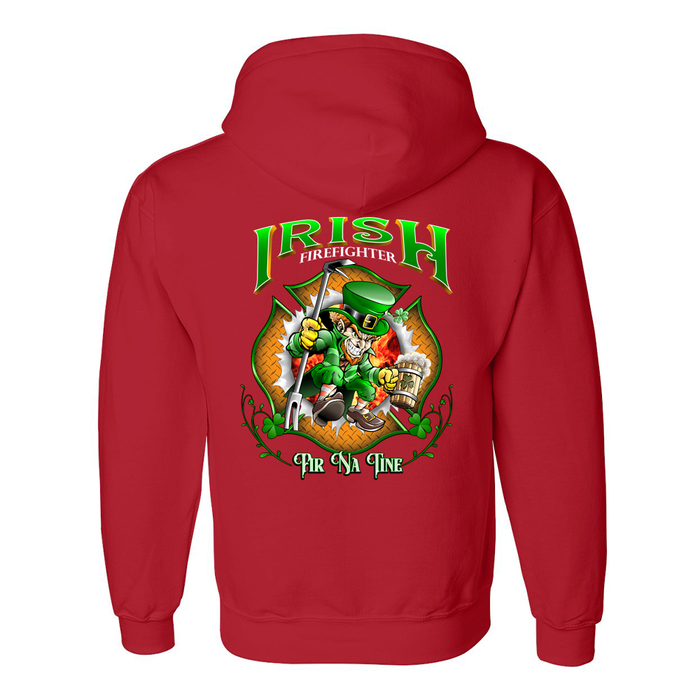 Lucky Leprechaun Firefighter Hoodie fire department St. Patrick's Day humor sweatshirt