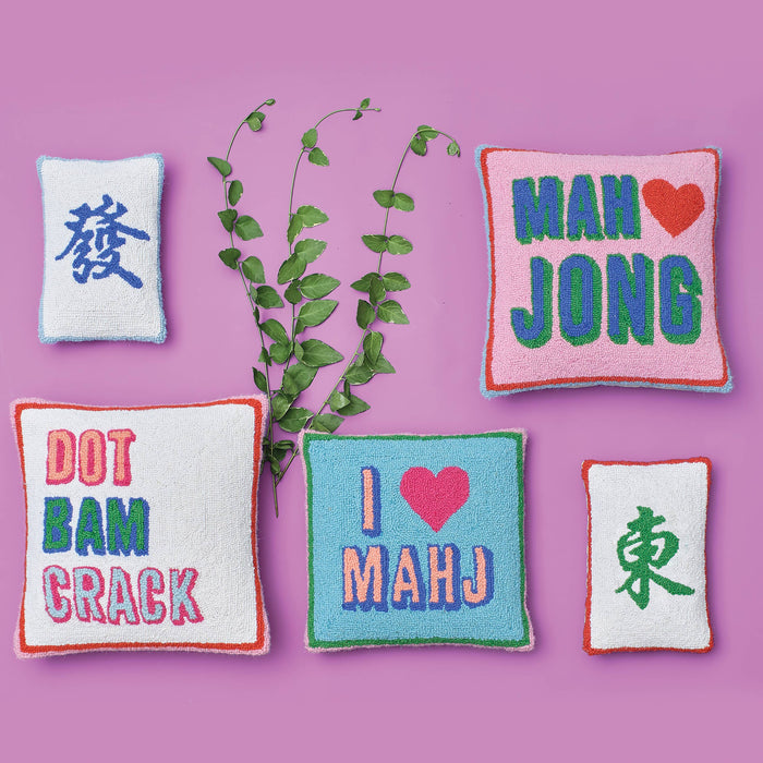 Mah Jong Hooked Wool Pillow by Ampersand