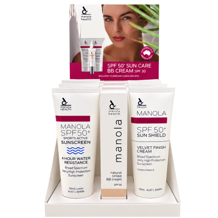 Manola Sunscreen & BB Cream - 10 Pack with counter display