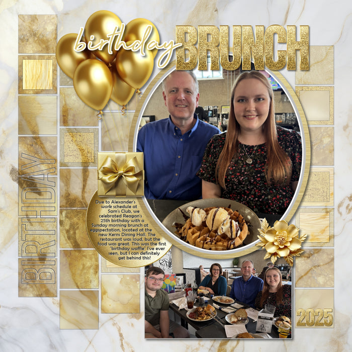 Add beautiful marble background papers and transparent overlays to all your digital scrapbooking pages! In hues of gold, white, and gray, the marbled papers and overlays add so much warmth and depth to all your memory keeping projects. Great for celebrations including wedding, anniversary, birthday, graduation, and more!