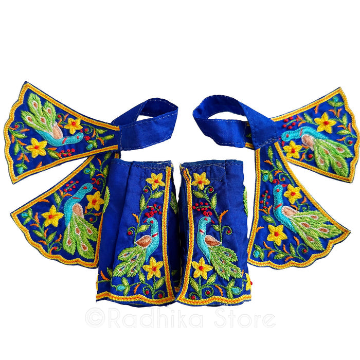 Mayapure Peacocks - Blue Silk - No Kurta Shirts - Gaura Nitai Deity Outfit