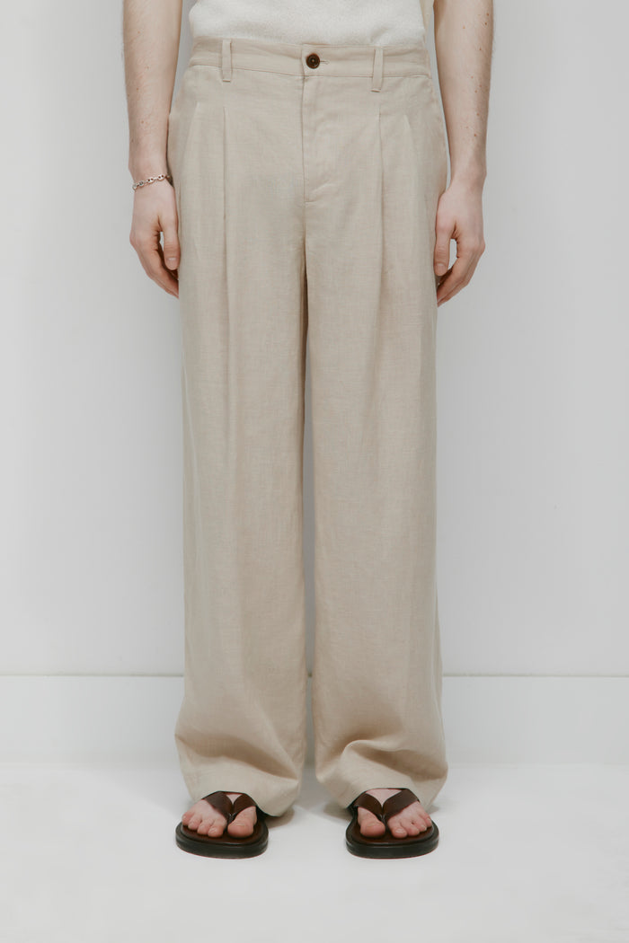 Men's Sila Linen Trouser in Stone