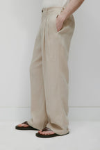 Men's Sila Linen Trouser in Stone