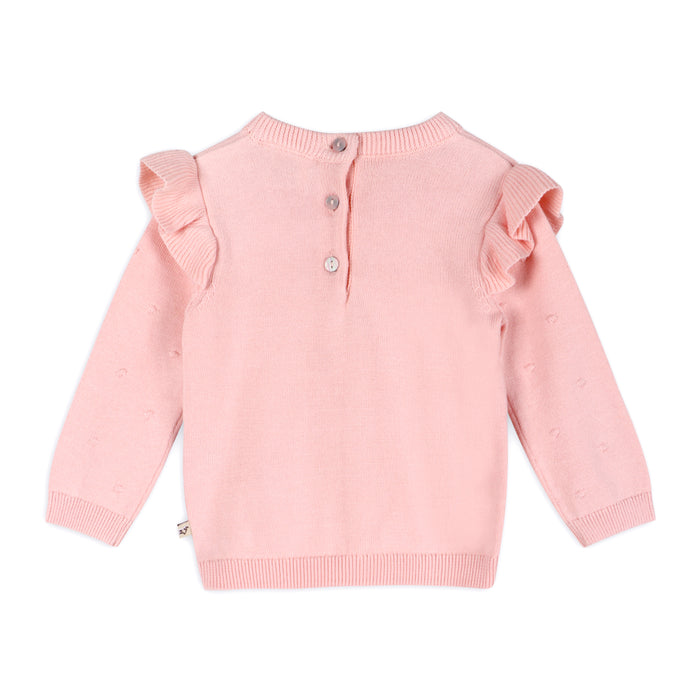 Milan Classic Ruffle Knit Baby Pullover Sweater with Bobbles