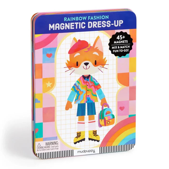 Mudpuppy Magnetic Dress-Up Tin: Rainbow Fashion