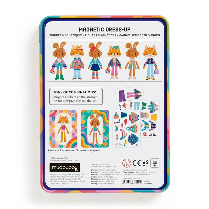 Mudpuppy Magnetic Dress-Up Tin: Rainbow Fashion