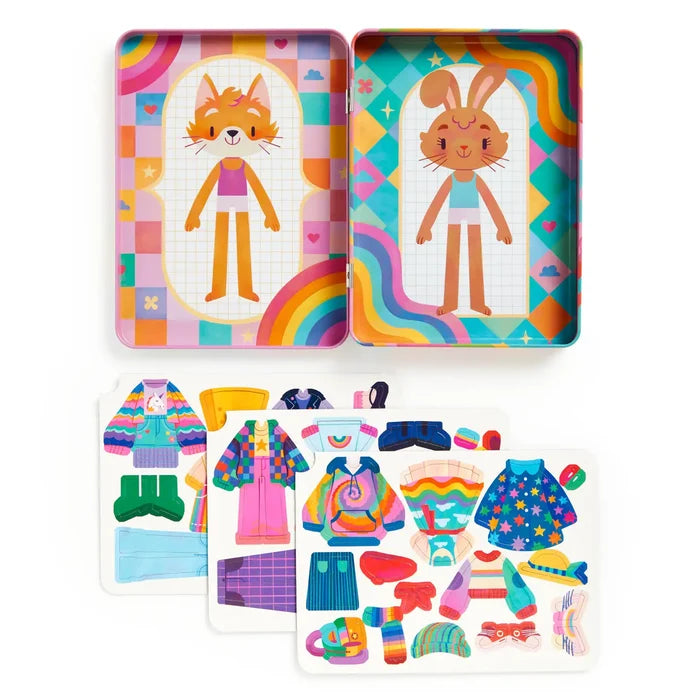 Mudpuppy Magnetic Dress-Up Tin: Rainbow Fashion