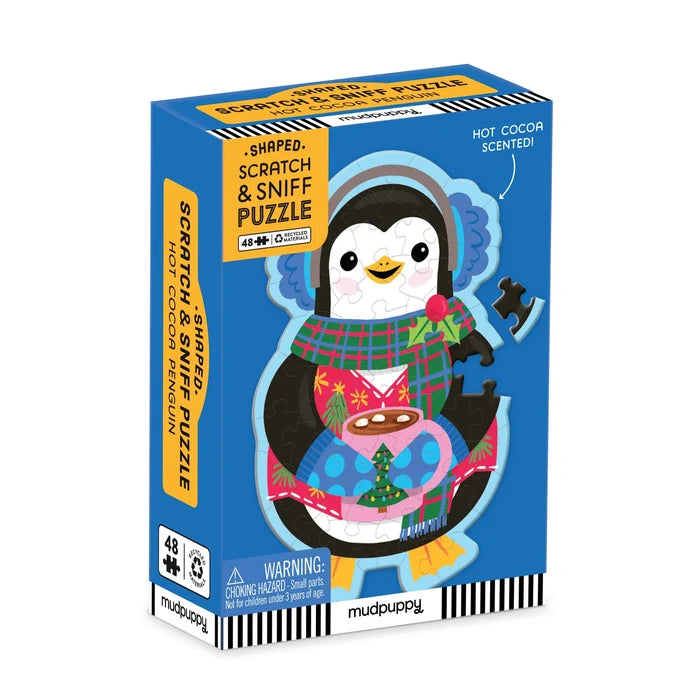 Mudpuppy Scratch & Sniff 48 Piece Mini Puzzle: Hot Cocoa Penguin