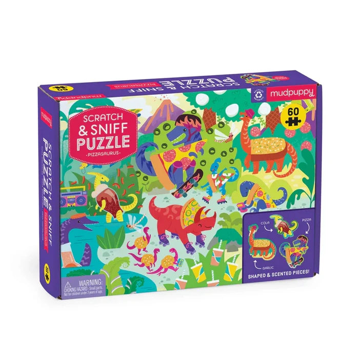 Mudpuppy Scratch & Sniff 60 Piece Puzzle: Pizzasaurus
