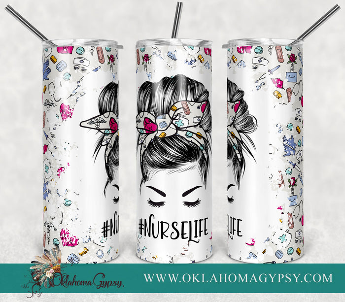 Nurse Life Messy Bun Digital File Wraps