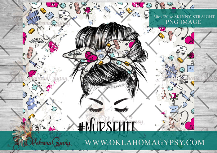 Nurse Life Messy Bun Digital File Wraps