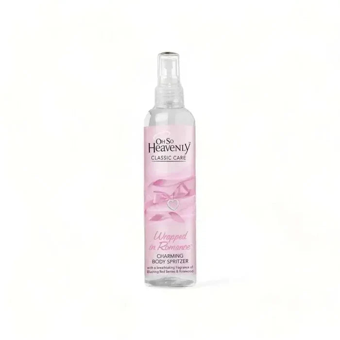 Oh So Heavenly Classic Care Body Spritzer Wrapped In Romance 200ml bottle with floral and fruity fragrance notes