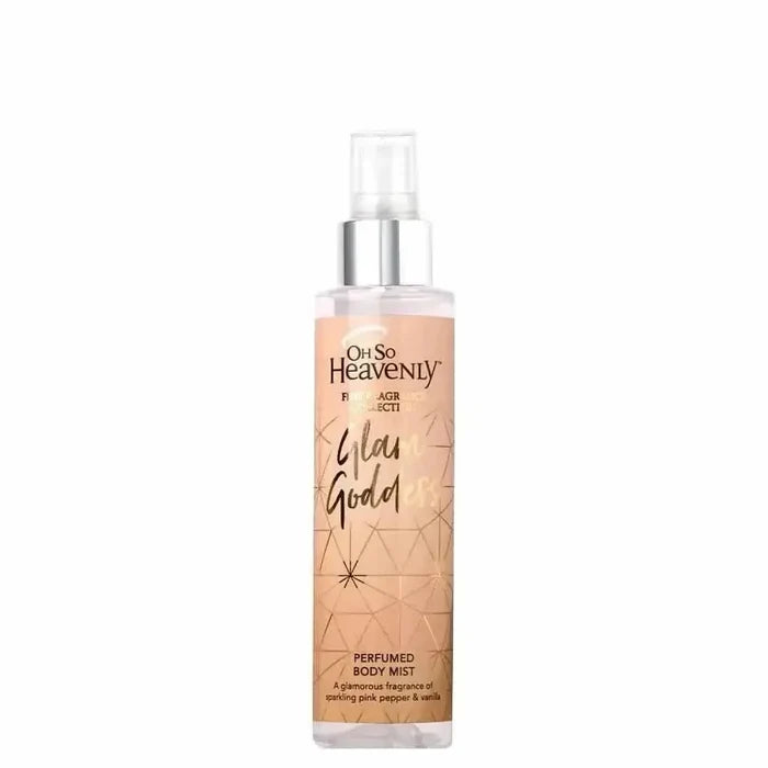Oh So Heavenly Fine Fragrance Body Mist Glam Goddess 150ml bottle with pink and orange design