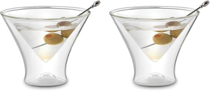 Outset Double-Walled Stemless Martini Glasses