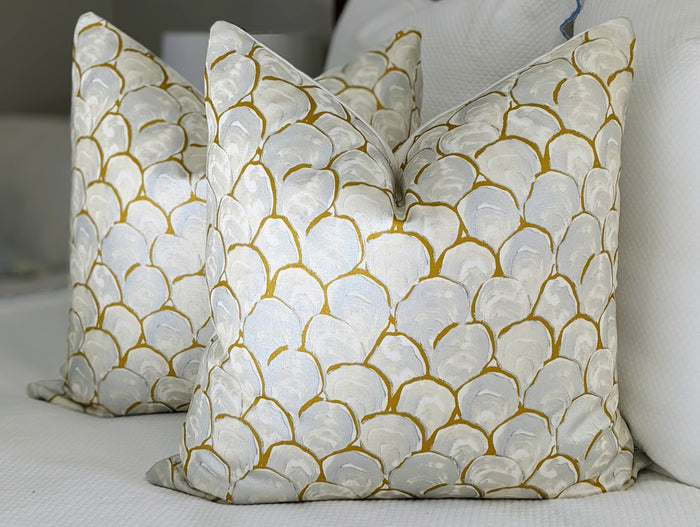 Oyster Scallop in Rex by Palm Orleans Pillow Cover