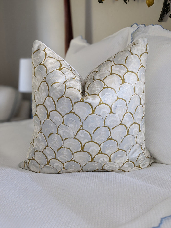 Oyster Scallop in Rex by Palm Orleans Pillow Cover