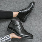 Parker | Faux Leather Boots with Double Buckle
