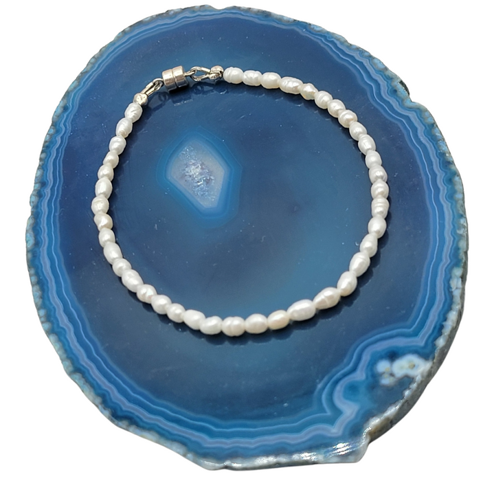 Pearl Rice Bead Bracelets 7 inch with sterling silver clasp