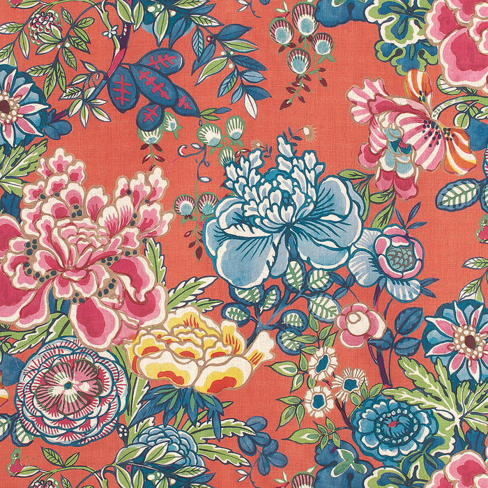 Peony Garden in Coral by Thibaut Pillow Cover