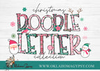Pink Christmas Clip Art + Doodle Letters, Uppercase Alphabet Set, Pink Retro Santa Digital Files