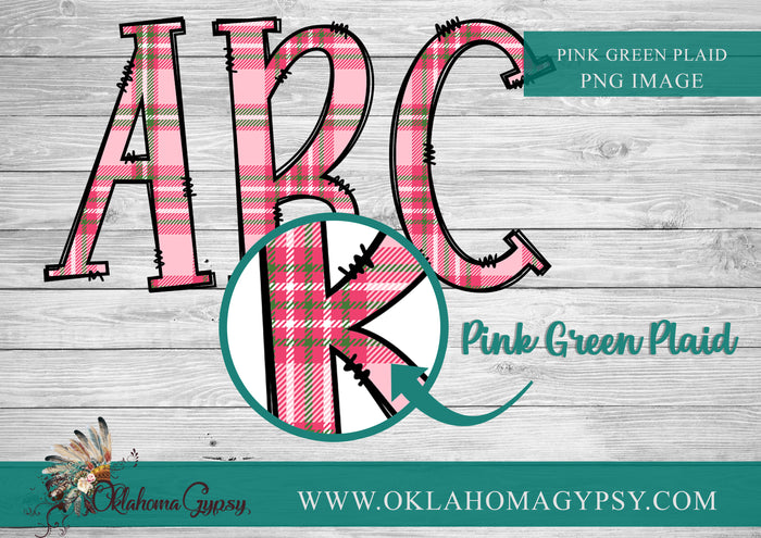 Pink Christmas Clip Art + Doodle Letters, Uppercase Alphabet Set, Pink Retro Santa Digital Files